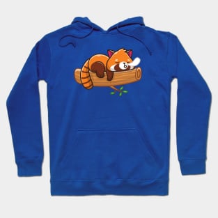 Cute Red Panda Sleeping On Wood Cartoon Hoodie